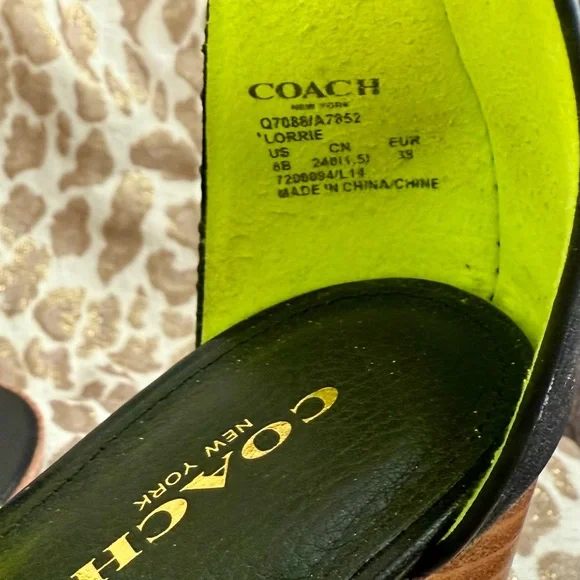 Coach Lorrie Black and Tan Woven Block Heels - Picture 6 of 7